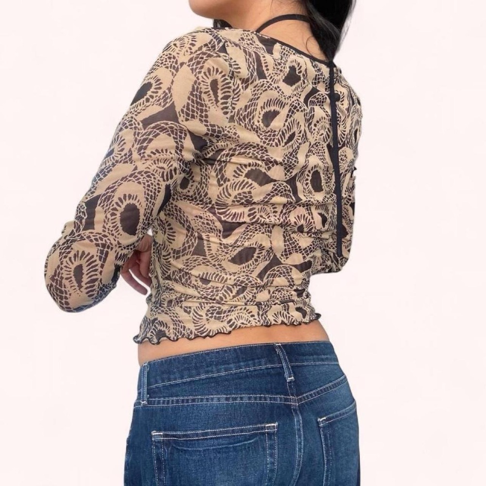 I.AM.GIA Micro Mesh Sheer Medusa Top Rave Party Top - Picture 2 of 5